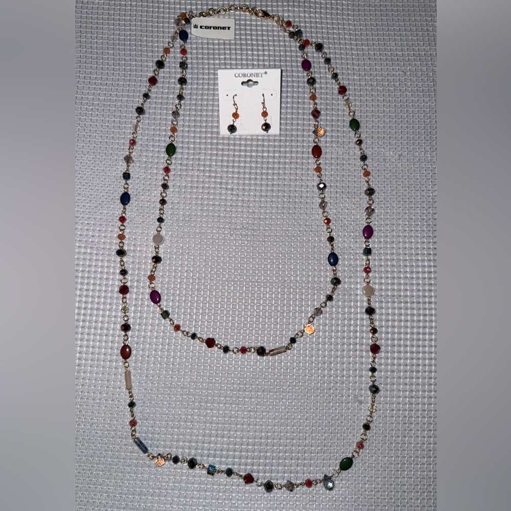 Coronet Necklace & Earring Set -Multicolor (MSRP $24.99) New